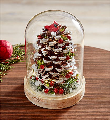 Cardinal Pinecone Cloche by Kissing Krystals®